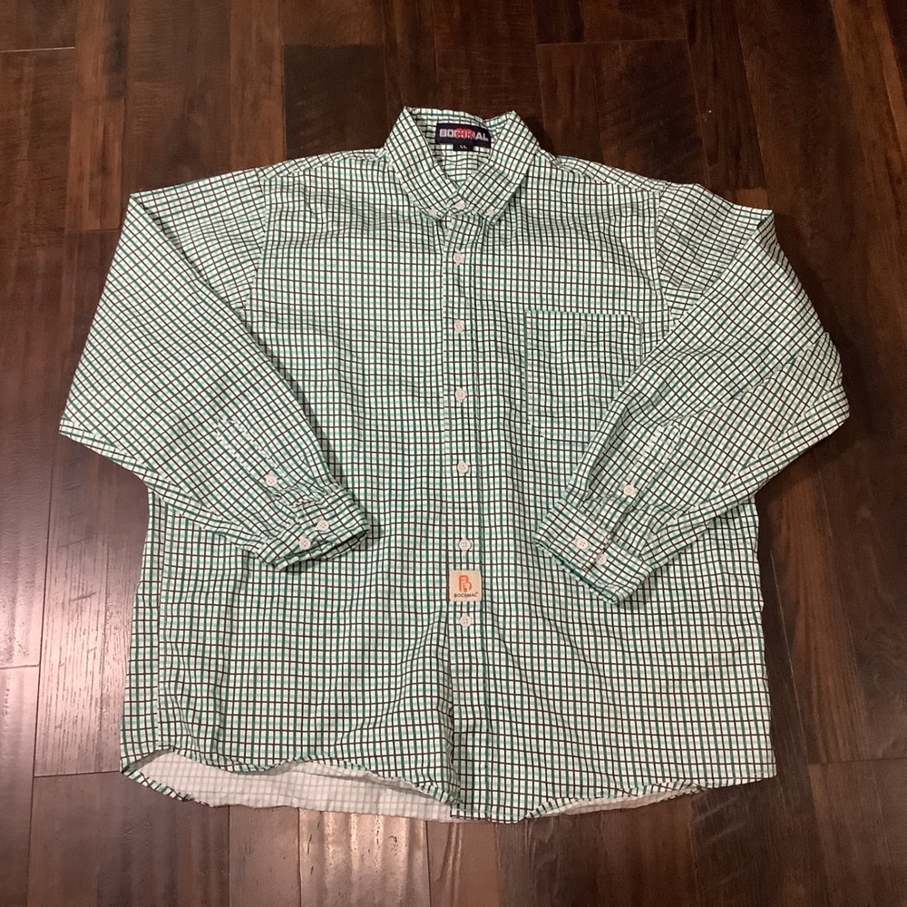 Bocomal FR Shirt Men XL Green Checkered NFPA 2112 CAT 2 Flame Resistant Workwear